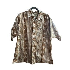 Cooke Street Honolulu Y2K men’s sz L brown print button front short sleeve shirt